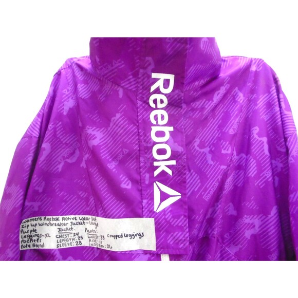 VTG Reebok Track Windbreaker Suit Womens Top Size L Leggings size XL 2 Piece Set - Picture 2 of 13